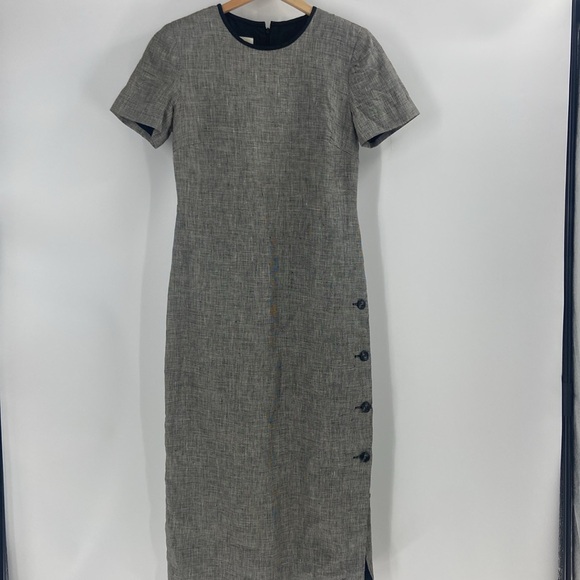 Talbots grey linen sheath maxi dress career work business - Picture 1 of 15